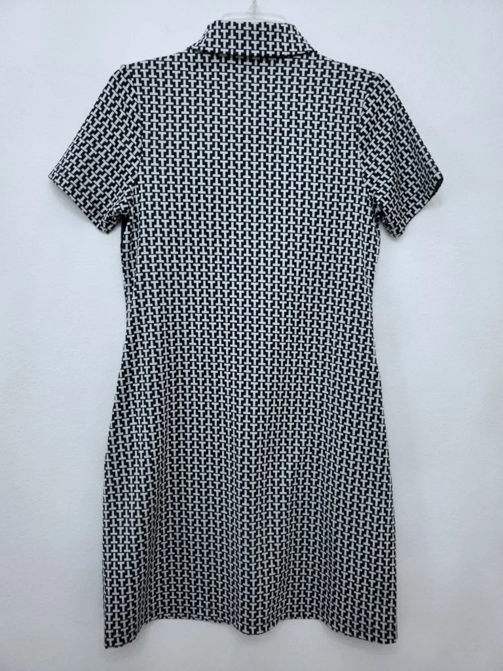 Tory Burch Sport Performance Jacquard Color-Block 1/4 Zip Logo Dress Size Small
